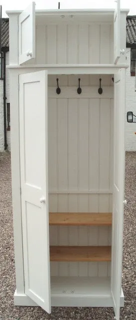 **2 Door Hallway, Utility, Cloak Room Storage Cupboard with Hooks and Shelves (40 cm deep) ALL  SIZE VARIATIONS