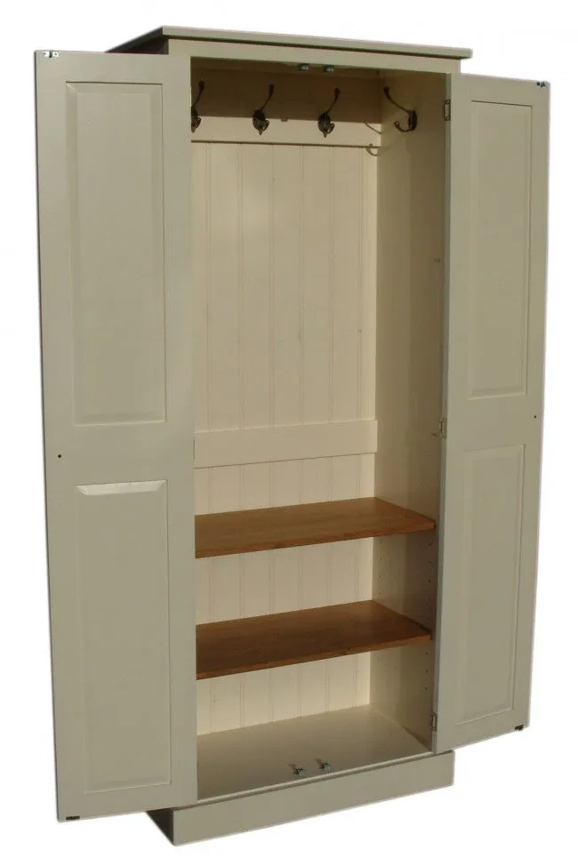 **2 Door Hallway, Utility, Cloak Room Storage Cupboard with Hooks and Shelves (40 cm deep) ALL  SIZE VARIATIONS