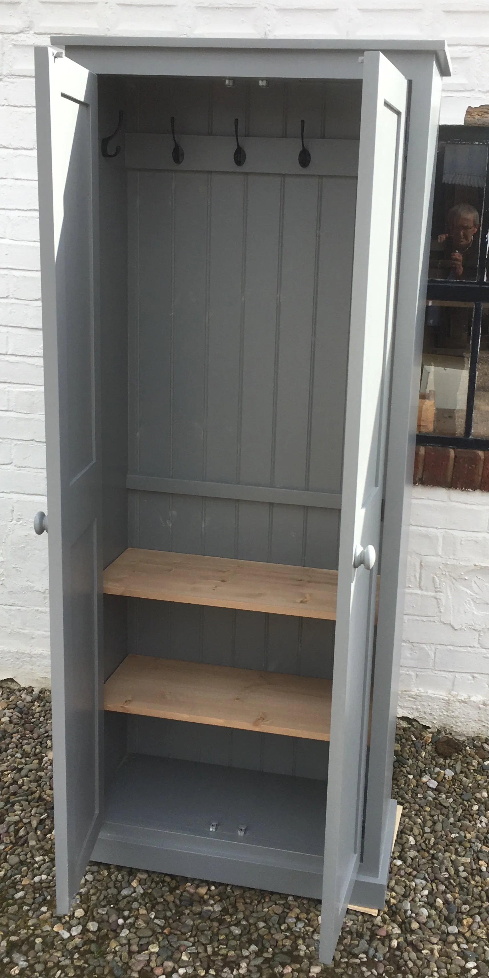 **2 Door Hallway, Utility, Cloak Room Storage Cupboard with Hooks and Shelves (40 cm deep) ALL  SIZE VARIATIONS