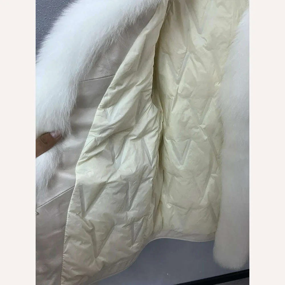 2023 Winter Women Real Natural Fox Fur Coat Geniune Sheepskin Leather Goose Down Jacket Luxury Thick Warm Female Coat Outwear