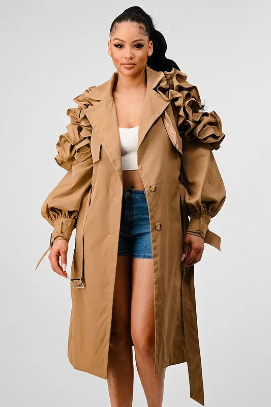 All the Frills- Ruffles Trench Coat- Regular Size