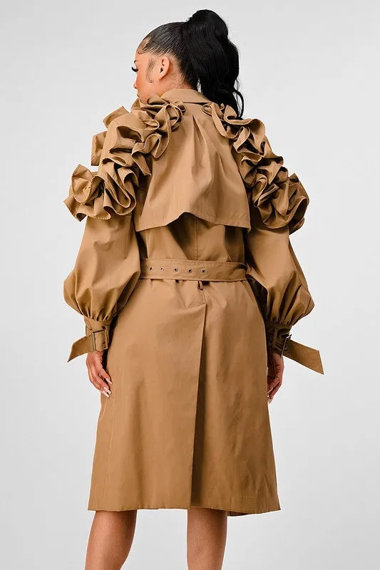 All the Frills- Ruffles Trench Coat- Regular Size