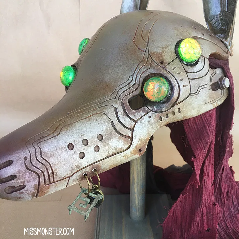 ANUBOT HEADDRESS- RUSTED IRON WITH LIGHT UP EYES