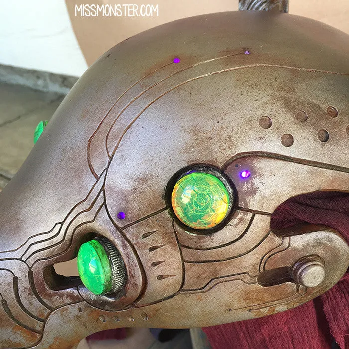 ANUBOT HEADDRESS- RUSTED IRON WITH LIGHT UP EYES