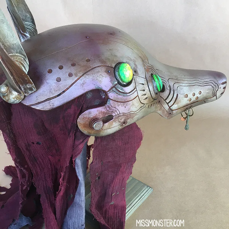 ANUBOT HEADDRESS- RUSTED IRON WITH LIGHT UP EYES