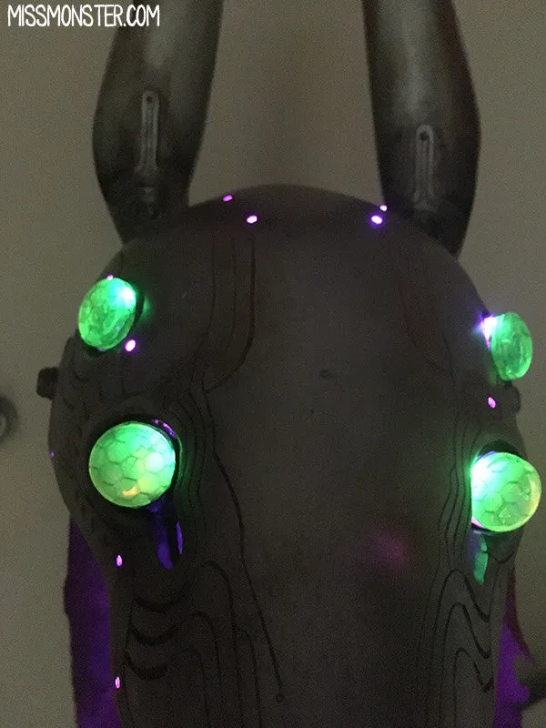 ANUBOT HEADDRESS- RUSTED IRON WITH LIGHT UP EYES