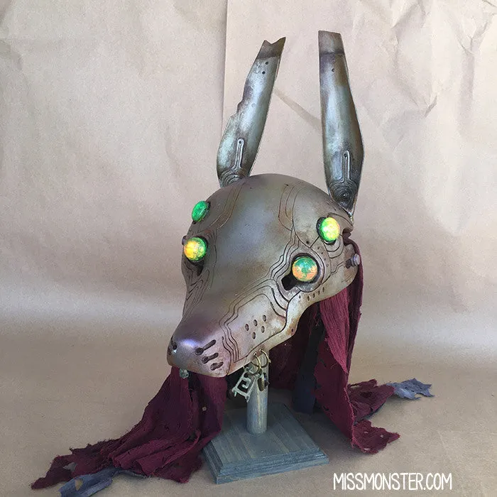 ANUBOT HEADDRESS- RUSTED IRON WITH LIGHT UP EYES