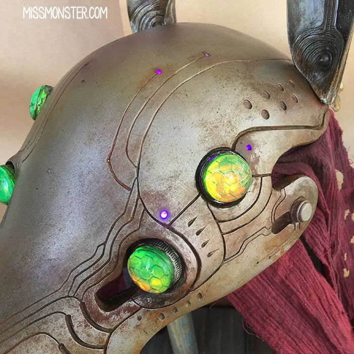 ANUBOT HEADDRESS- RUSTED IRON WITH LIGHT UP EYES