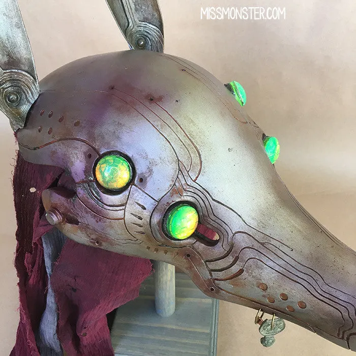 ANUBOT HEADDRESS- RUSTED IRON WITH LIGHT UP EYES