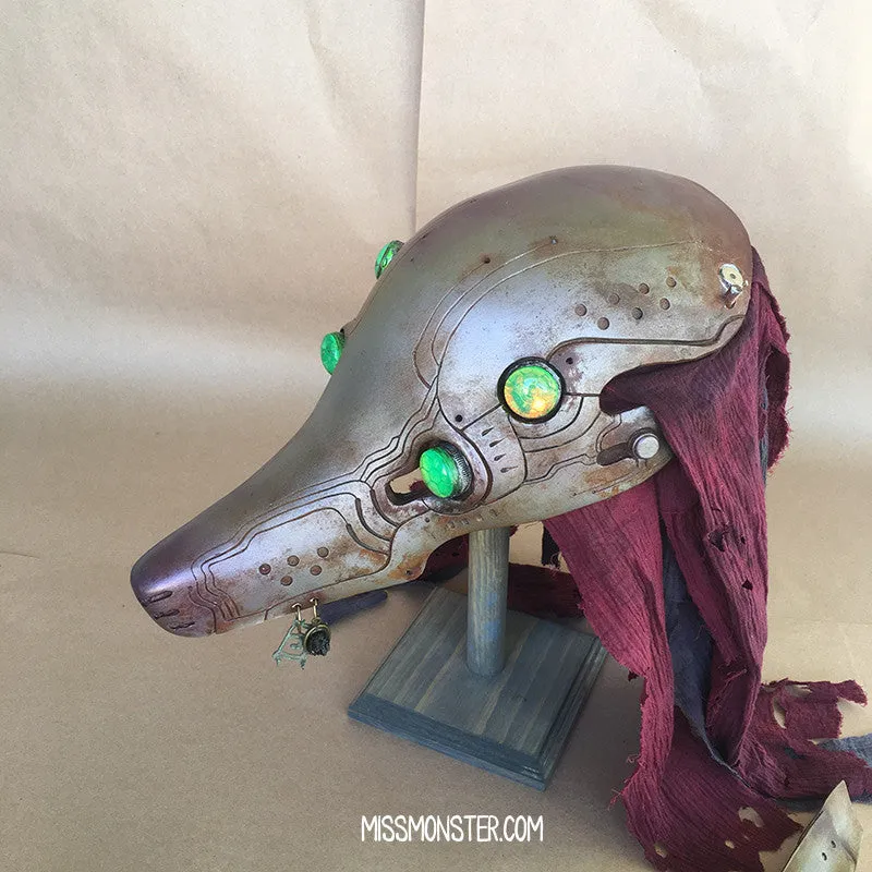 ANUBOT HEADDRESS- RUSTED IRON WITH LIGHT UP EYES