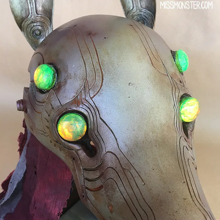 ANUBOT HEADDRESS- RUSTED IRON WITH LIGHT UP EYES