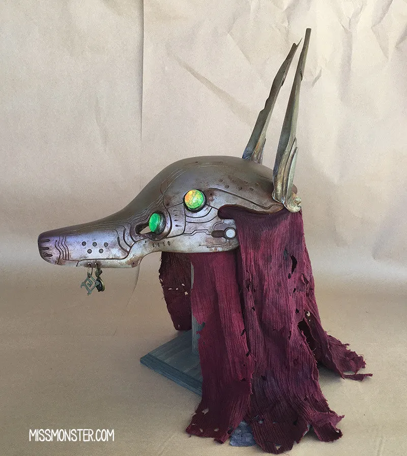 ANUBOT HEADDRESS- RUSTED IRON WITH LIGHT UP EYES