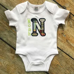 Applique Initial Baby Bodysuit