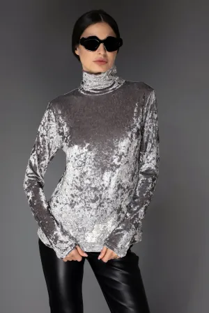 AW Silky Velvet Turtleneck - Silver Grey Long-Sleeve