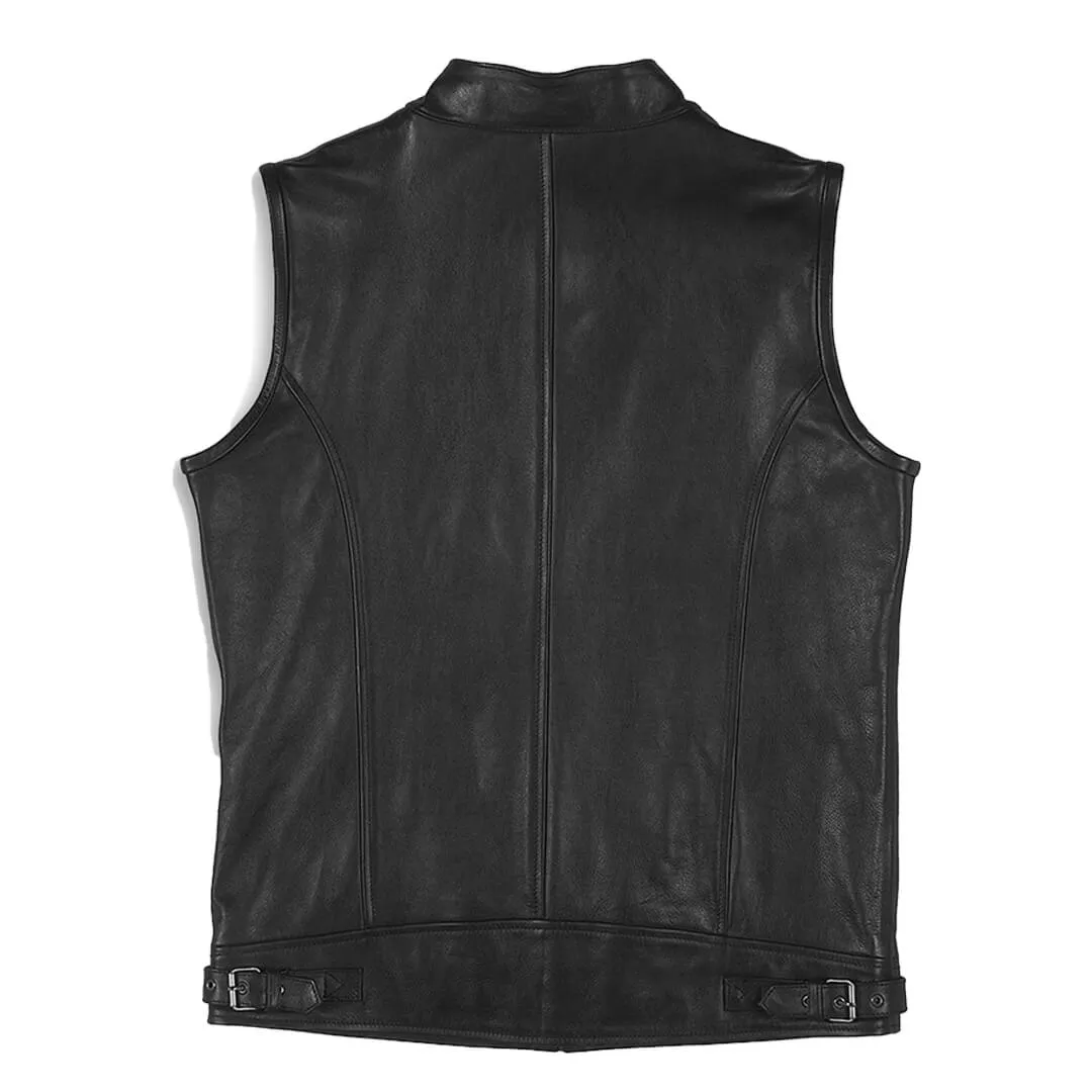 Black Leather Biker Vest