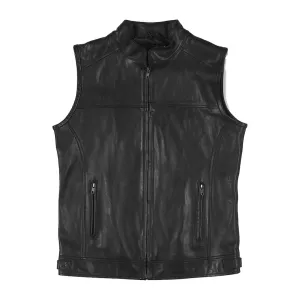 Black Leather Biker Vest