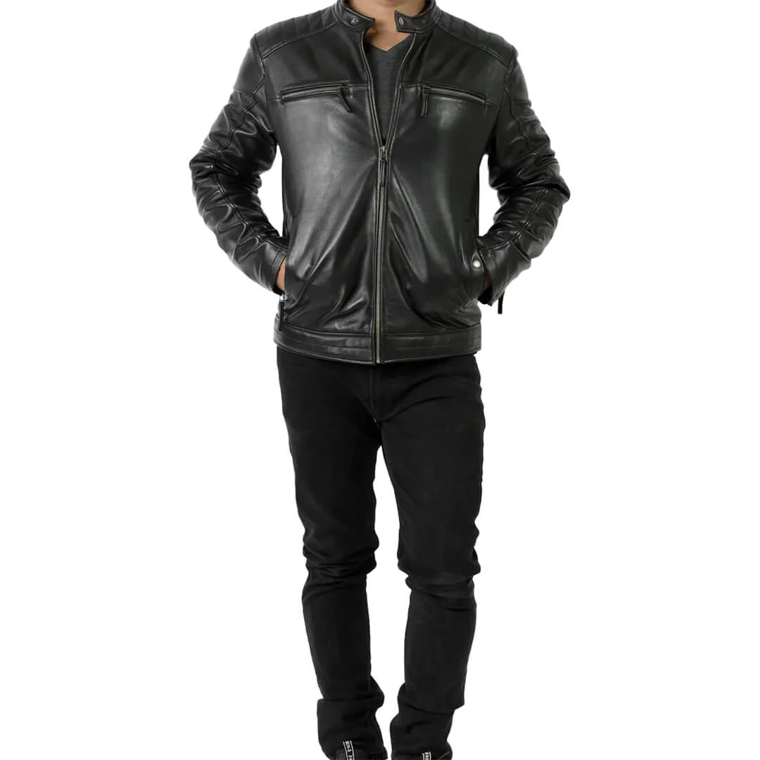 Black Leather Racer Jacket