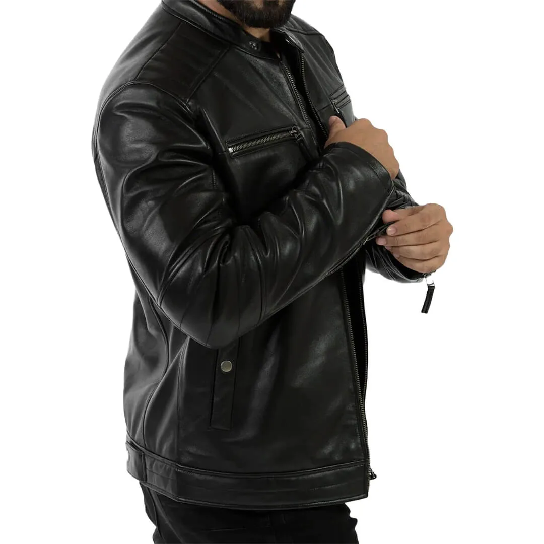 Black Leather Racer Jacket