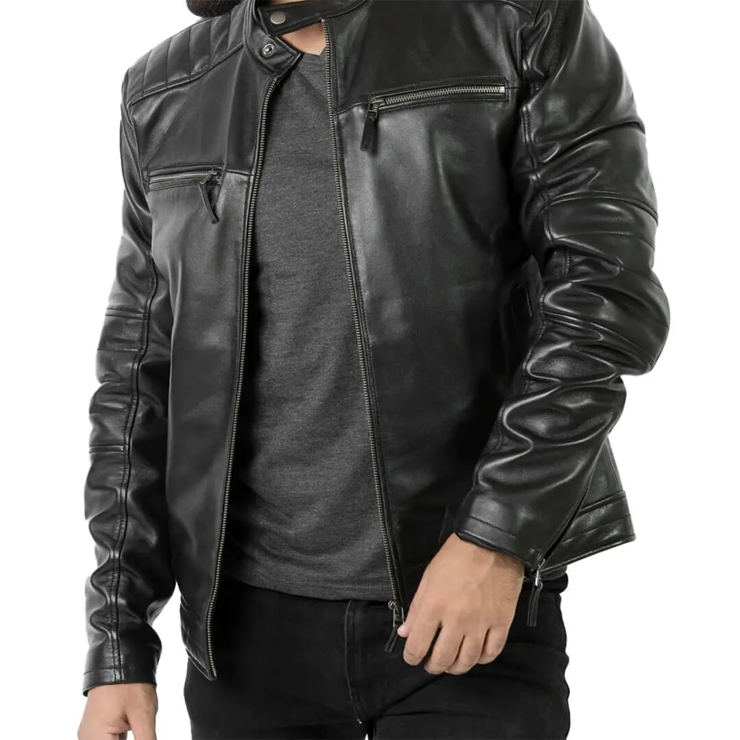 Black Leather Racer Jacket