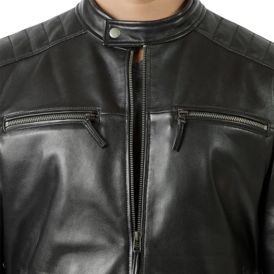 Black Leather Racer Jacket