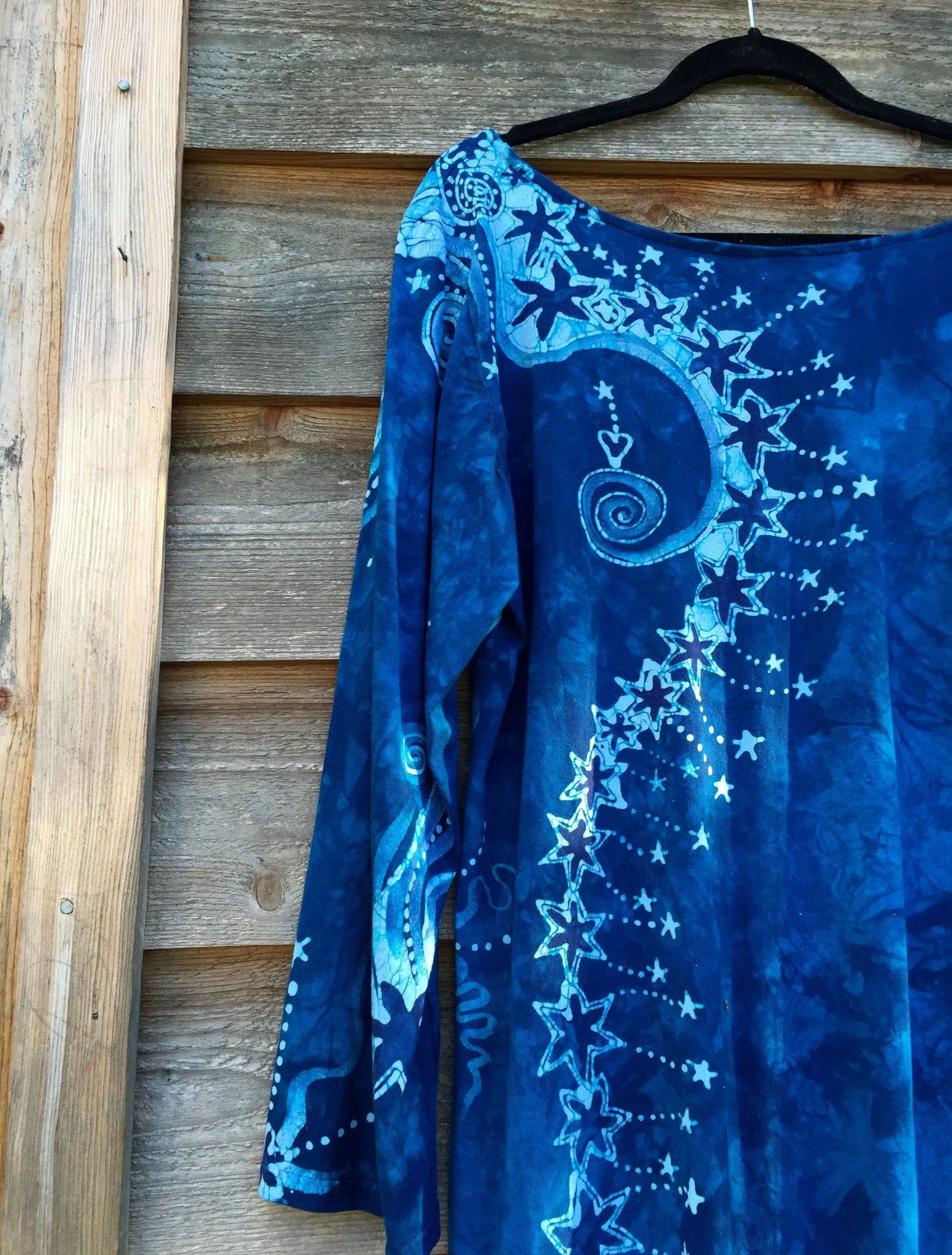 Blue Tree of Life Long Sleeve Batik Dress