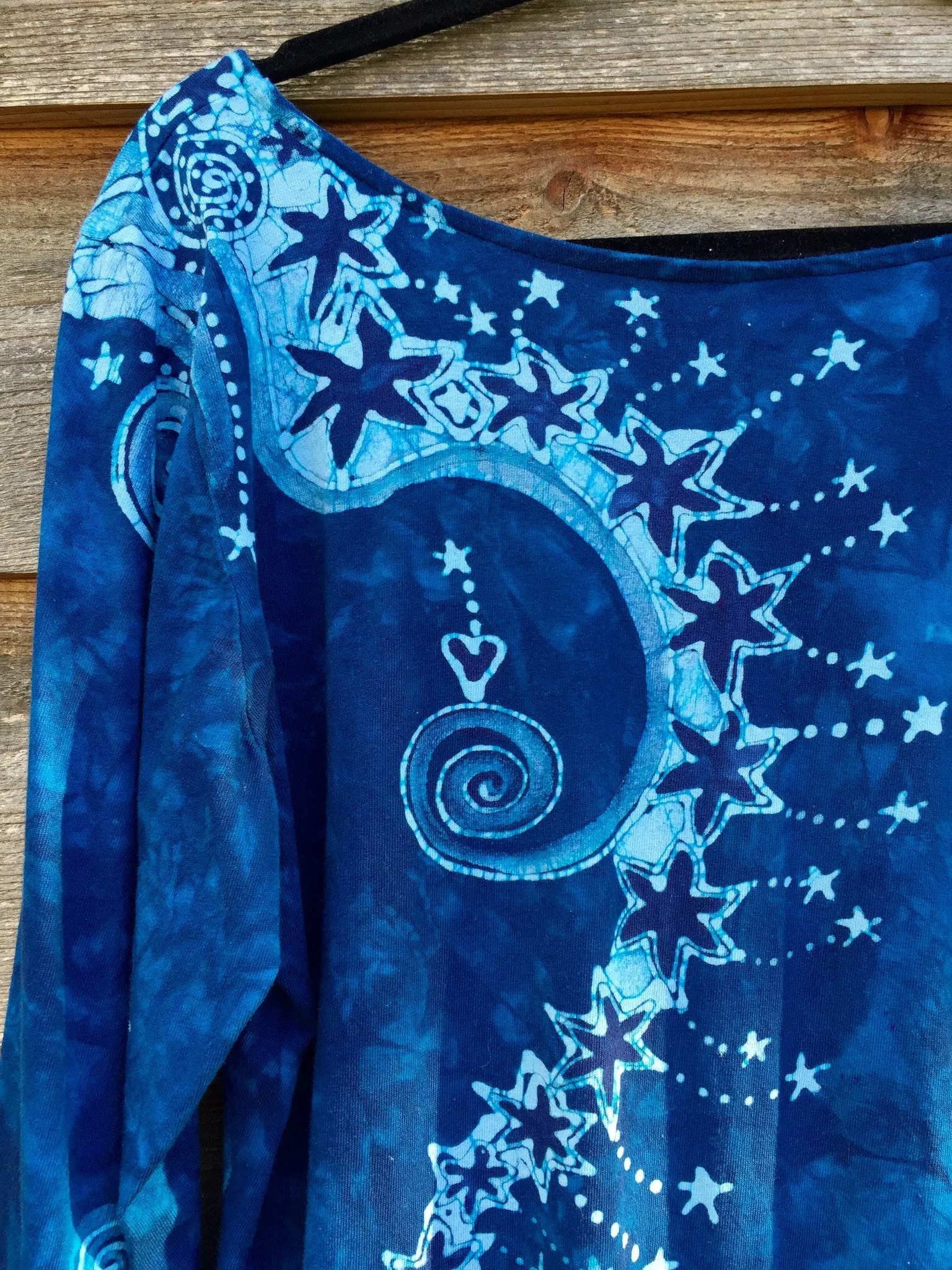 Blue Tree of Life Long Sleeve Batik Dress