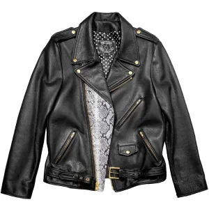 BOWERY JACKET - L / SNAKESKIN DETAIL, POLKA-DOT LINING   GOLD HARDWARE