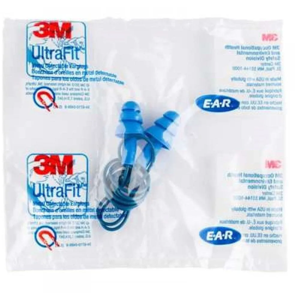 Box - 3M™ E-A-R™ UltraFit™ Metal Detectable Corded Earplugs (100 Pairs | SLC80 18dB, Class 3)