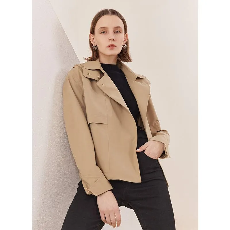 Camel Waterproof Cropped Trench Coat