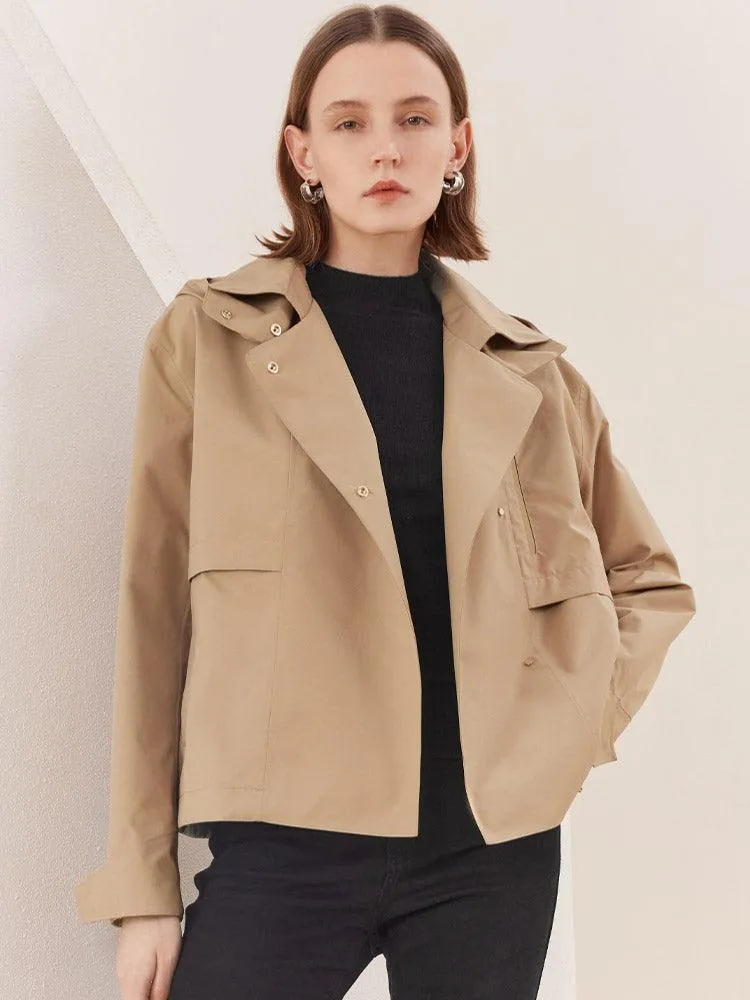 Camel Waterproof Cropped Trench Coat