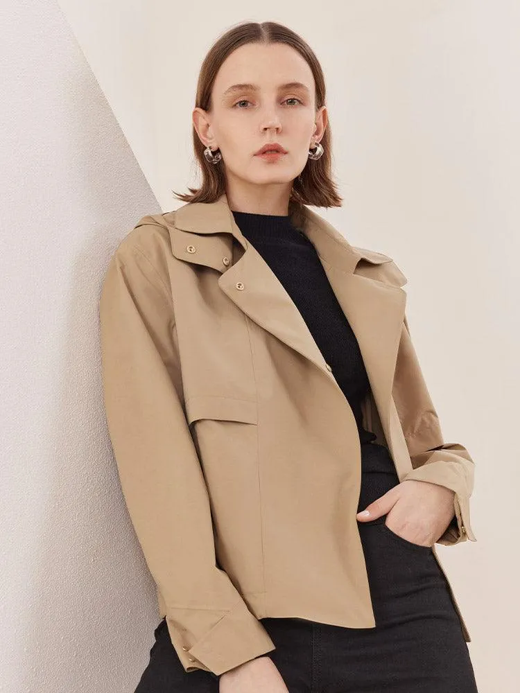 Camel Waterproof Cropped Trench Coat