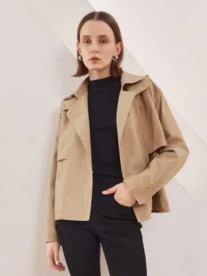 Camel Waterproof Cropped Trench Coat