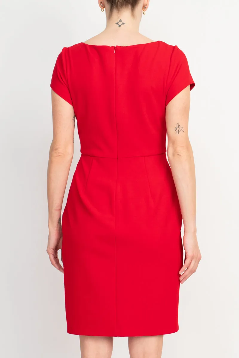 Connected Apparel Matte Jersey Sheath Dress - Apple Red