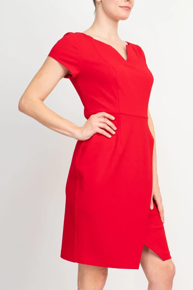 Connected Apparel Matte Jersey Sheath Dress - Apple Red