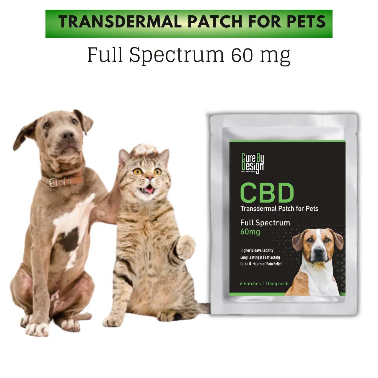 Cure By Design- CBD Transdermal Patch for Pets Full Spectrum 60mg