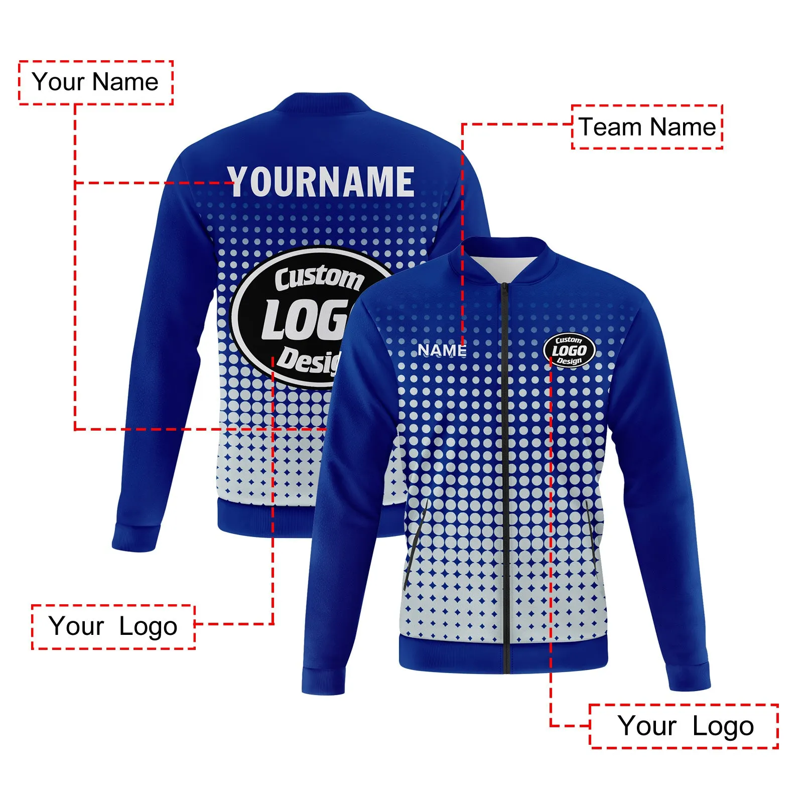 Custom Jacket Bomber Full-Snap Varsity Letterman Personalized Jacket PR092-D020346-2