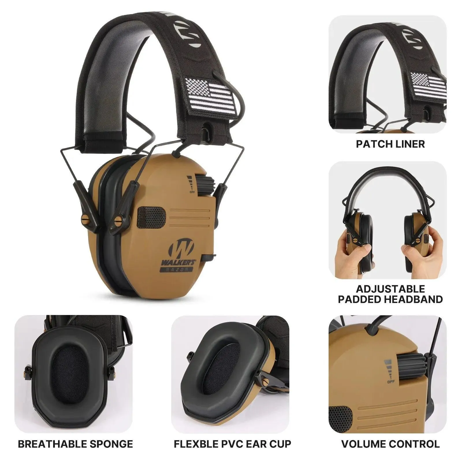 Customizable Electronic Hearing Protection Earmuffs for Shooters and Hunters