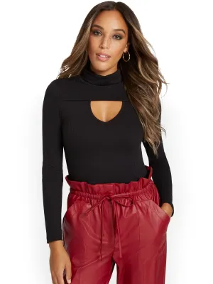 Cut-Out Turtleneck Top