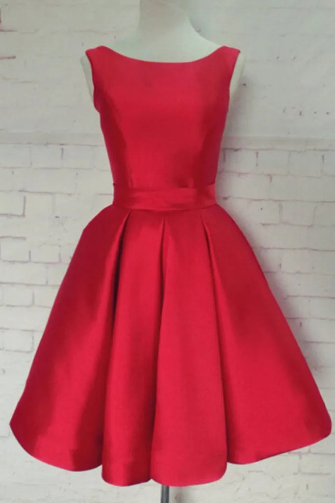 Cute Open Back Knee Length Red Prom Dress,Knee Length Red Homecoming Dress,Short Red Formal Evening Dress,BP187