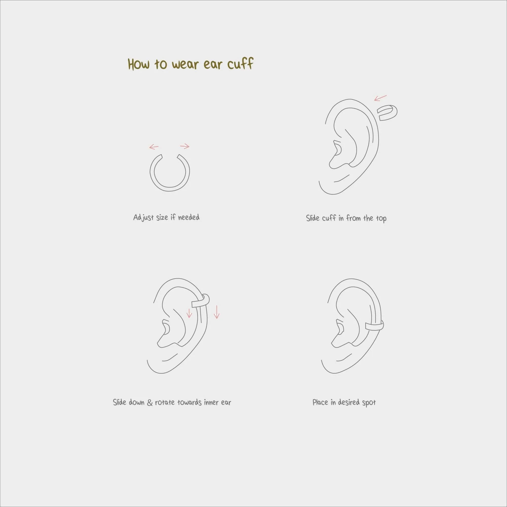 CZ chain Ear Conch Cuff, Only One Ear Lobe Piercing is Needed, No Conch Piercing Needed, Gold, Silver SHEMISLI SF041 NOBKG