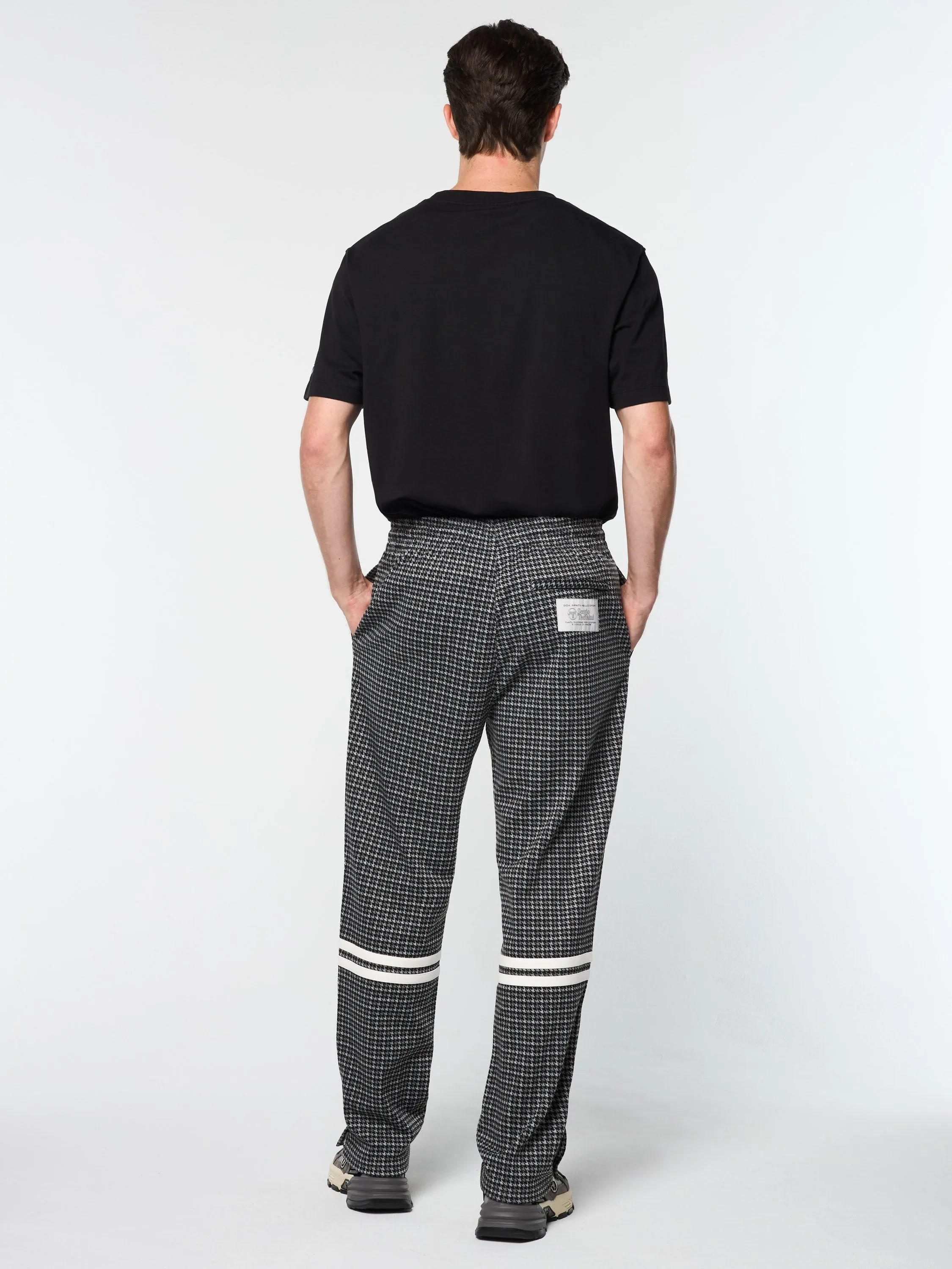 Dallas Houndstooth Track Pant- Black Beauty