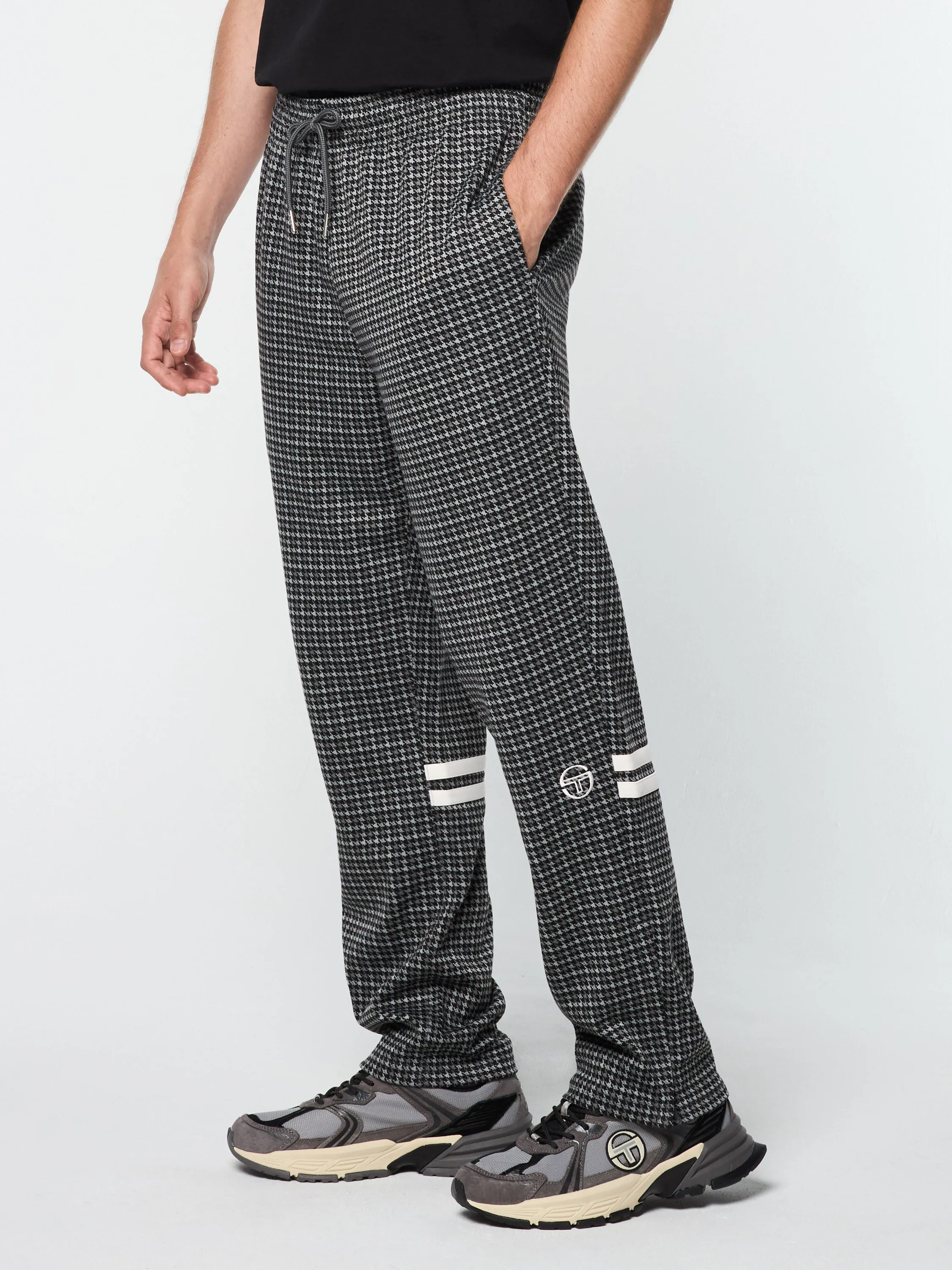 Dallas Houndstooth Track Pant- Black Beauty