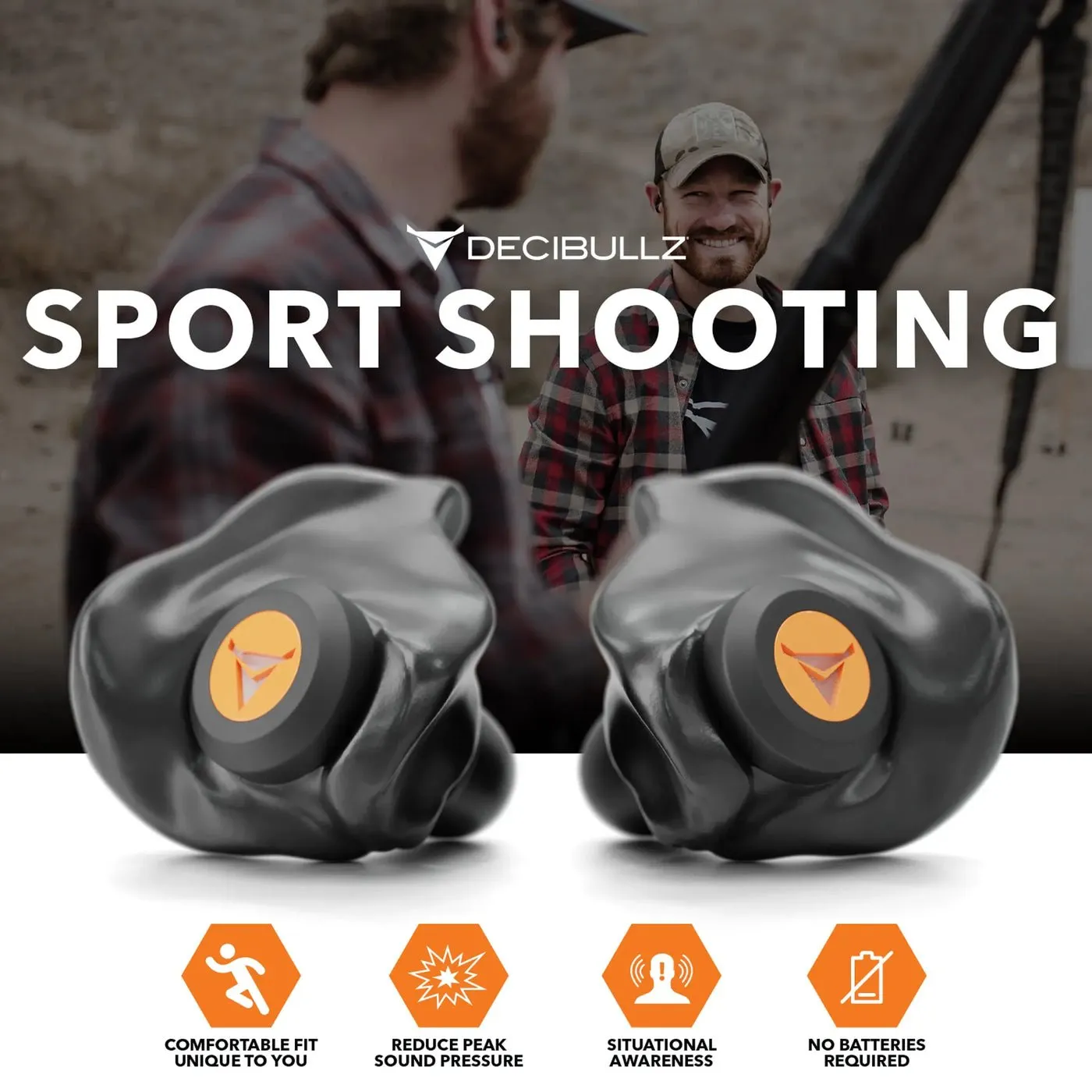 Decibullz Custom Moldable Ear Plugs for Shooting/Percussive Hearing Protection