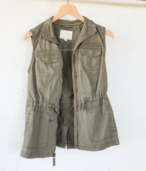 Denim Utility Vest with Vintage Huipil