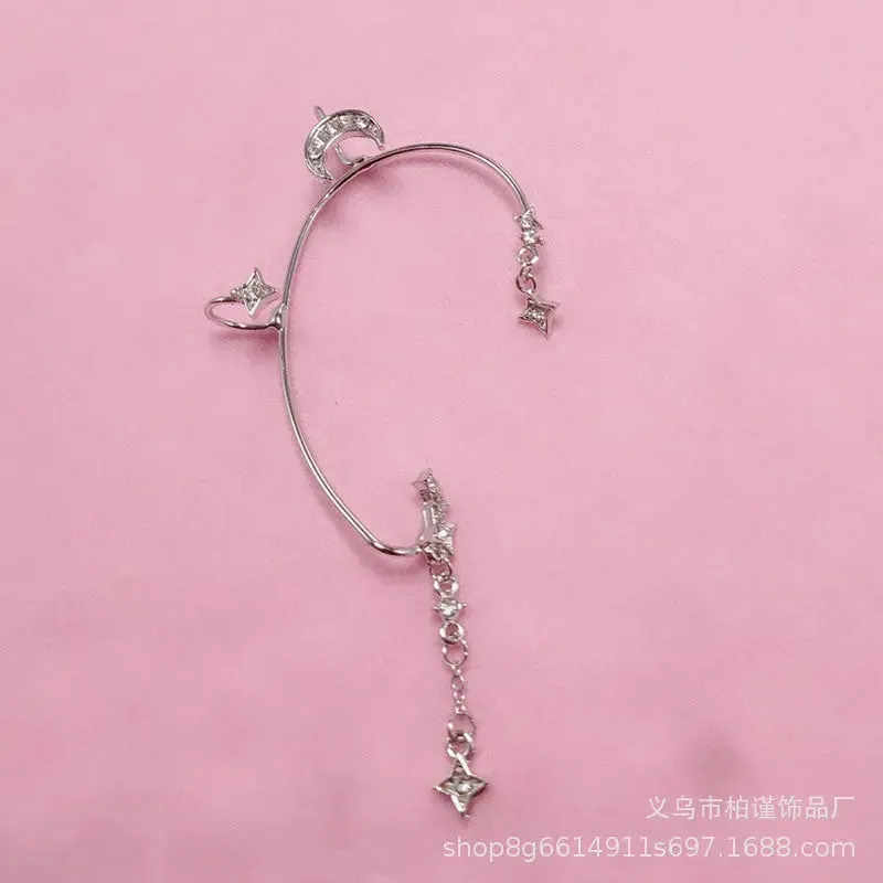 Diamond Four Awn Star Moon XINGX No Piercing Ear Hooks