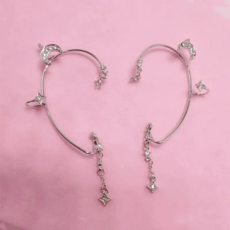 Diamond Four Awn Star Moon XINGX No Piercing Ear Hooks