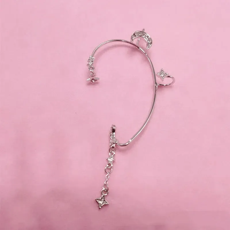 Diamond Four Awn Star Moon XINGX No Piercing Ear Hooks