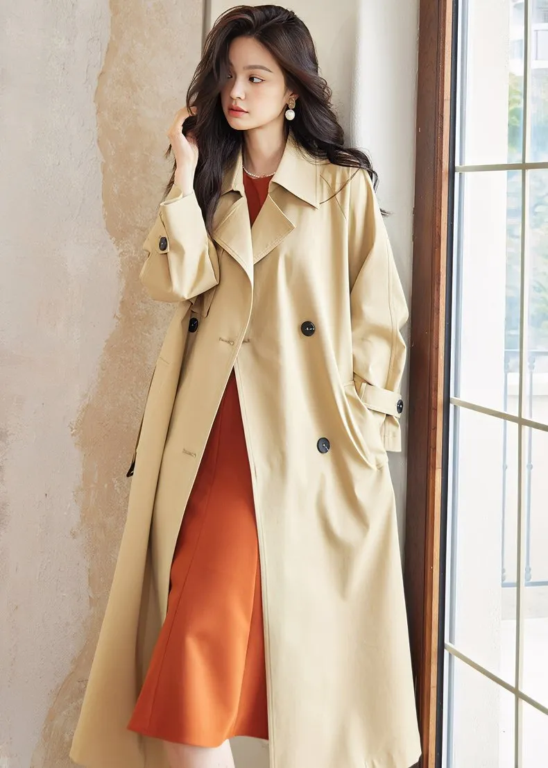 DOUBLE BREASTED MIDI TRENCH COAT