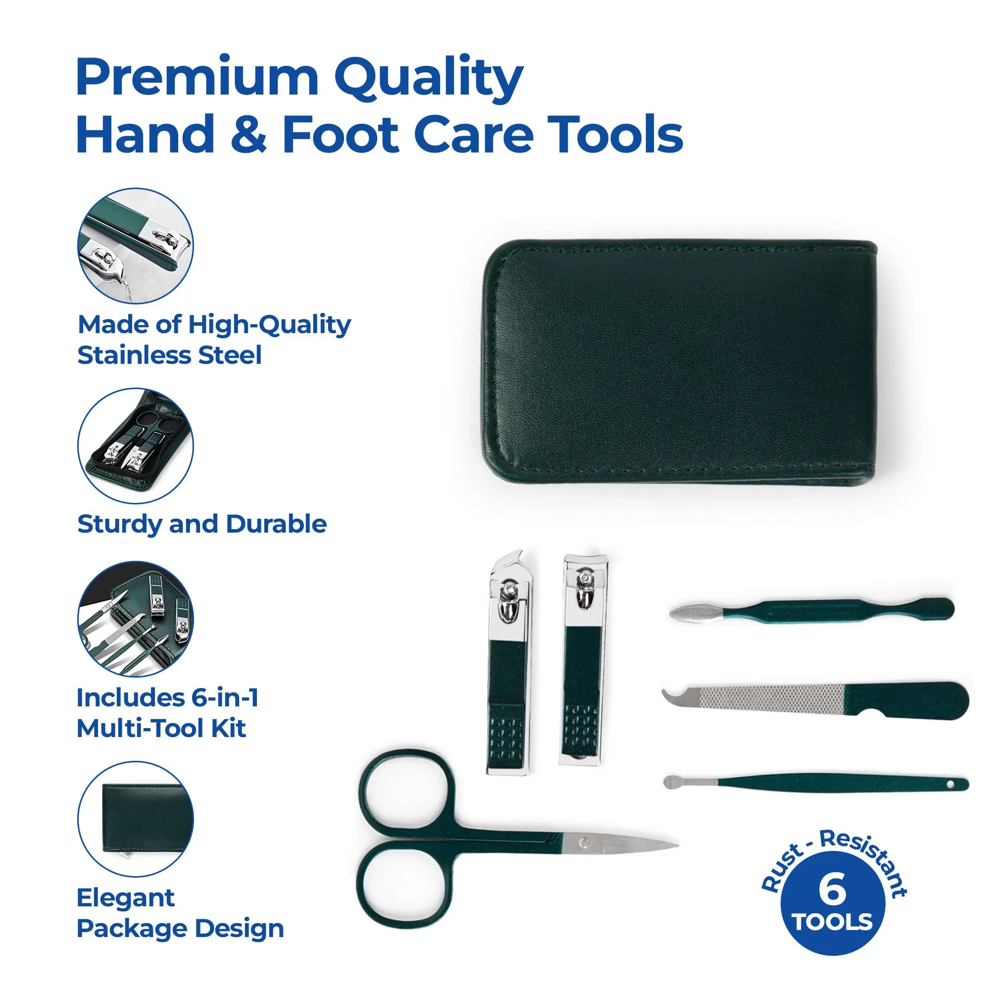 Dr Foot Pedicure Kit for Women for Foot | Manicure Pedicure Kit Products | Manicure Kit for Women | Pedicure Tools for Feet | Nail Cutter Kit | Pedicure Set | Mani Pedi Kit | 6 in 1 | Pack of 2