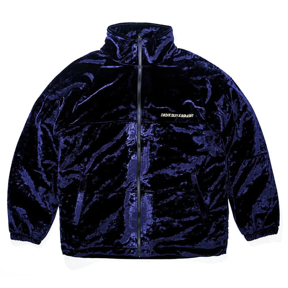 DSXBR BLING VELVET PUFFER JACKET NAVY